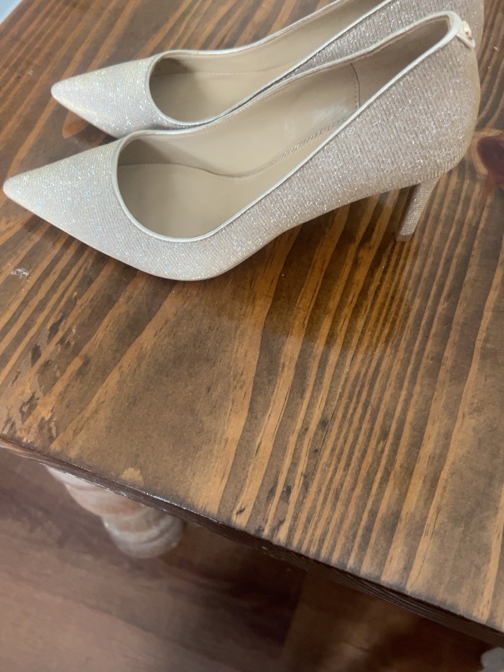 Michael Kors Glitter Pointed-Toe Pumps in Light Champagne